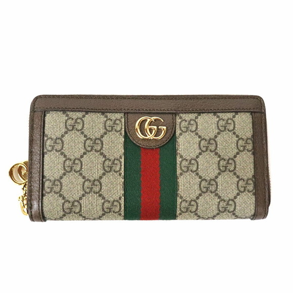 Gucci Wallet Tricolore Zip Long Brown Leather - Picture 1 of 6